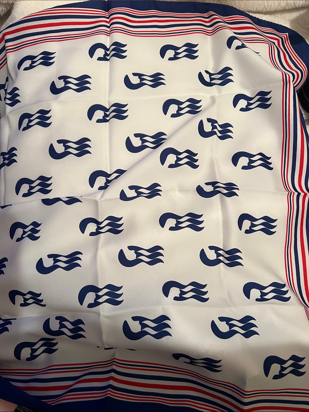 Vintage Princess Cruises Sea Witch Nautical Scarf Made in Italy Red White Blue - Picture 2 of 5